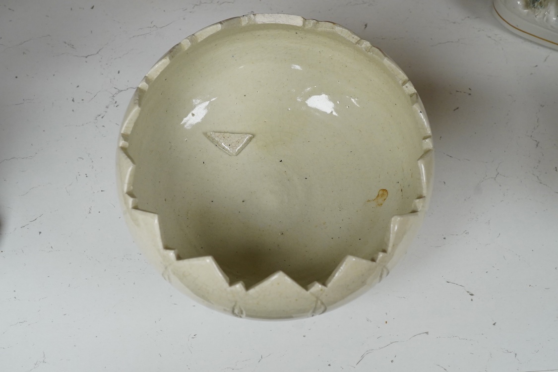 A late 19th century Chinese crackle glaze lotus bowl, 17cm in diameter